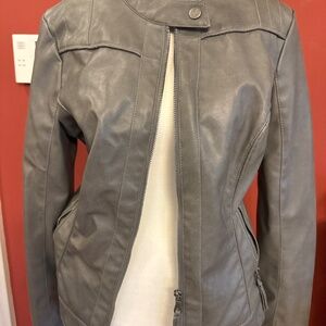 Faux grey leather jacket